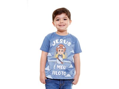 Camiseta infantil Jesus é meu piloto AK9618