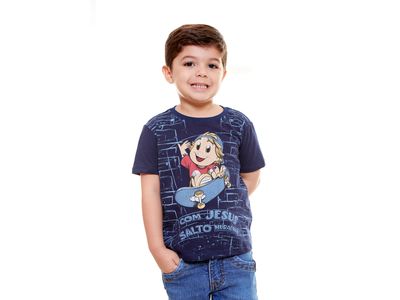 Camiseta infantil Com Jesus salto muralhas AK9616