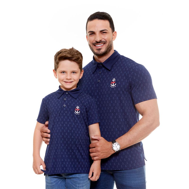 camiseta-gola-polo-infantil-jesus-Ancora-da-alma-azul-pai-e-filho