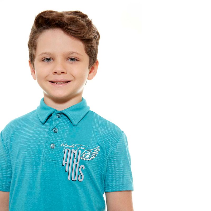 camiseta-gola-polo-infantil-manda-teus-anjos-verde-detalhe