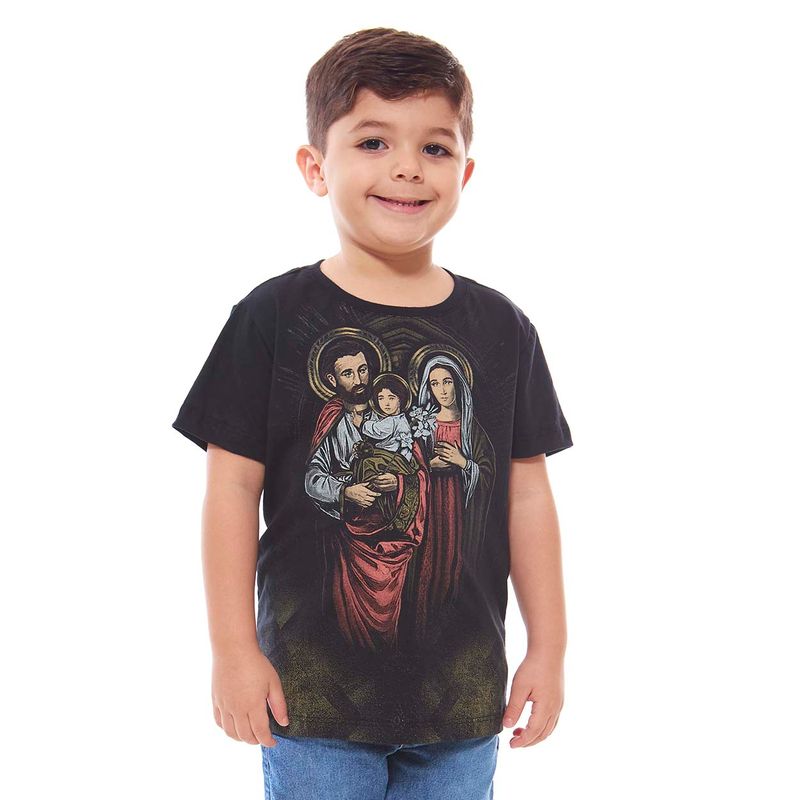 camiseta-infantil-sagrada-familia-unissex-menino-preto-frente