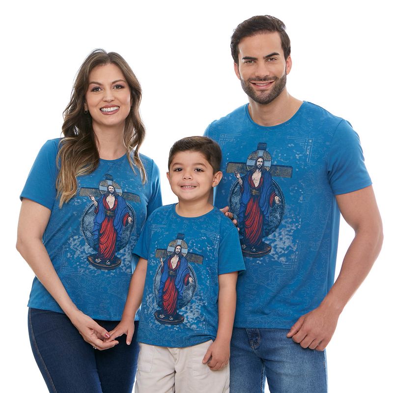 Camiseta-Santas-Chagas-azul-familia