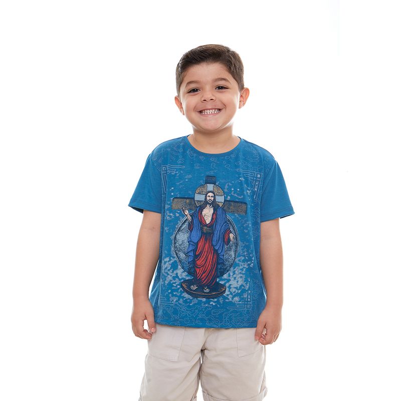 Camiseta-Infantil-Santas-Chagas-azul--frente