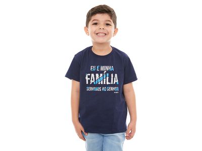 Camiseta Infantil Eu e Minha Família Servimos ao Senhor MS11909