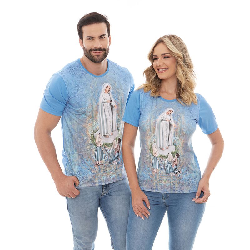 Camiseta-de-Nossa-Senhora-de-Fatima-azul-casal